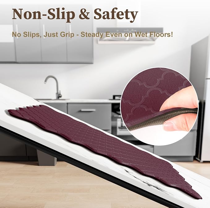 Arenarug Upgrade Scalloped Embossed Kitchen Mats for Floor 2PCS Cushioned Anti Fatigue Waterproof Foam Kitchen Rugs Non Slip Washable Comfort Standing Mat for Sink Laundry, 17.3"x30"+17.3"x59", Red