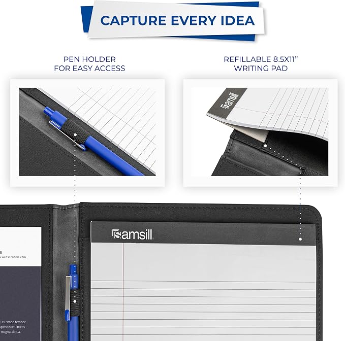 Samsill Two-Tone Padfolio, Resume Portfolio, Business Portfolio, with 8.5 x 11 Writing Pad, Gray & Black