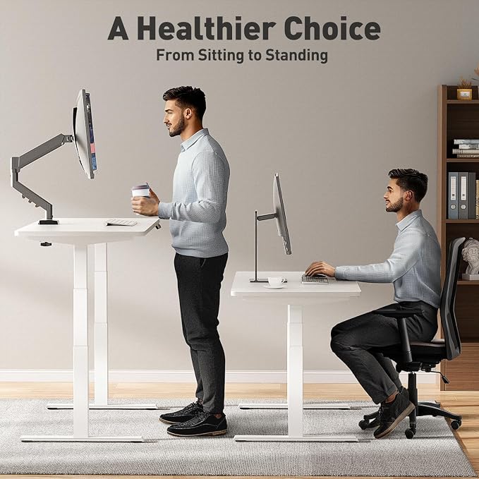 3 Stage Dual Motor Electric Standing Desk Legs Only, 286lb Load Capacity, Height Adjustable from 23.6" to 49.3", Standing Desk Frame, Sit Stand Desk Base with 4 Memory Presets (White)