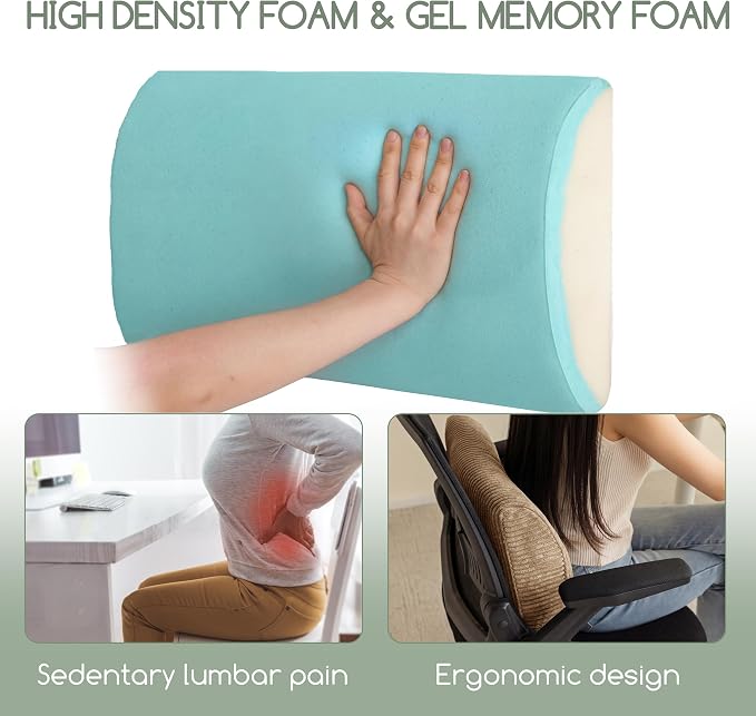 Lumbar Support Pillow for Recliner Chair/Accent Chair/Couch, Extra Large Memory Foam Back Support Cushion for Elderly, Recliner Cushions for Back Rest, Pain Relief, Reading, Washable Cover, Coffee