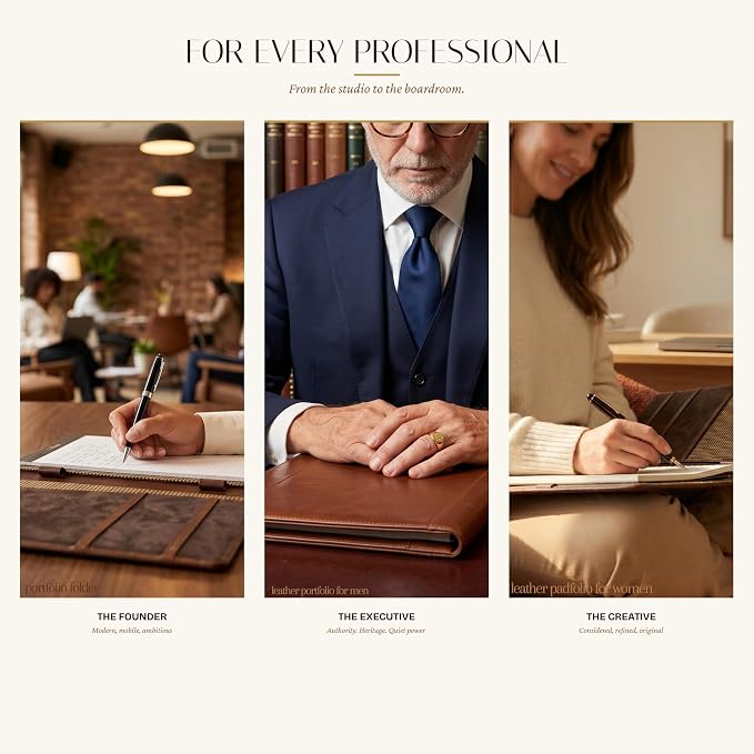 SETTINI Genuine Leather Portfolio Professional Organizer Padfolio – Resume Folder – Stylish Document Folio with Business Card Holder – Gift Portfolio for Men & Women - Birthday Gifts