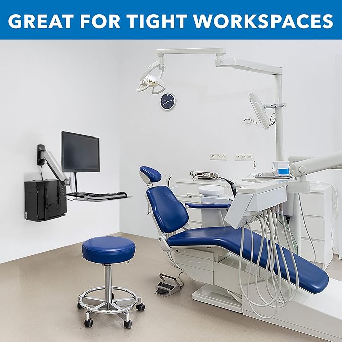 Mount-It! Wall Mounted Sit-Stand Single Monitor Workstation with Gas Spring Arm, Keyboard Tray & CPU Holder, 19.9” Height Adjustment, 41” Extension, VESA 75x75 100x100, MI-7905