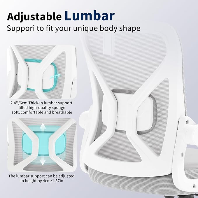 400 Lbs Mesh Ergonomic Office Chair, High Back with Lumbar & Headrest for Home Office