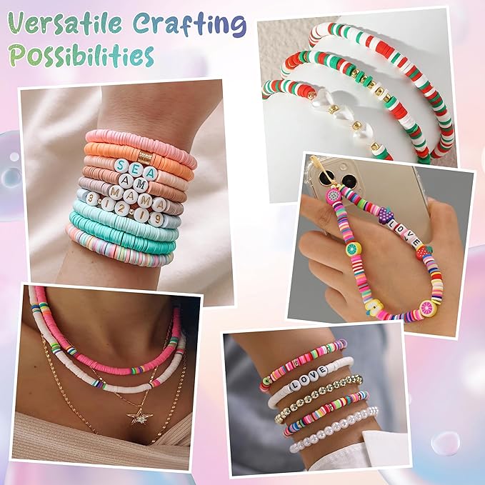 OHOME Back to School Supplies - 5300 Clay Beads Bracelet Making Kit,Arts and Crafts for Kids Ages 8-12,Easter Crafts Games Toys for 3-10 Year Old Birthday