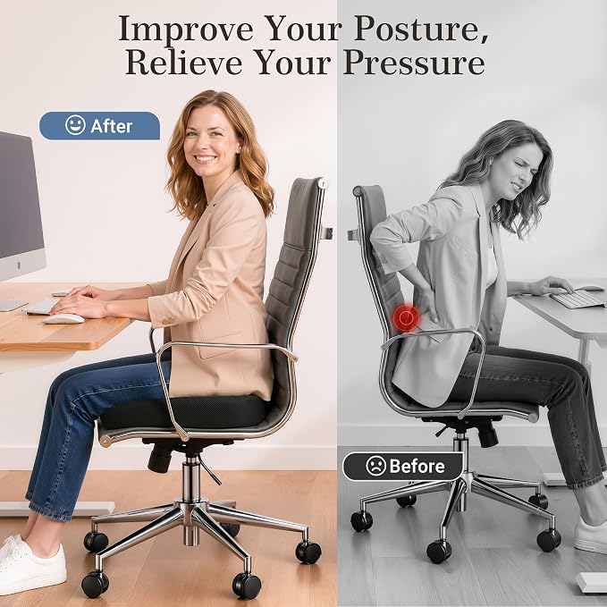 Donut Pillow Seat Cushion for Hemorrhoids & Tailbone Pressure Relief - Memory Foam Office Chair Cushion for Sciatica, Coccyx & Back Pain, Non-Slip Butt Cushions for Long Sitting (Black)