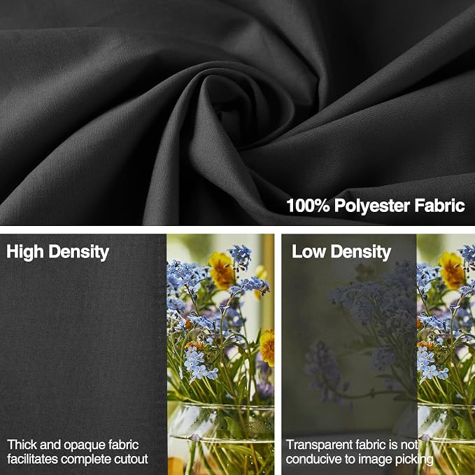 Black Backdrop Curtain 10x7ft (WxH), Black Photo Backdrop for Photography Polyester Collapsible Background Screen for Portrait, Product Video, Pet, Photoshoot, Birthday, Party