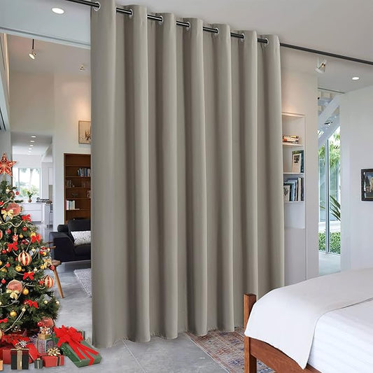 RYB HOME Privacy Room Divider Curtains for Office Bedroom Separation Sound Proof Blanket for Doorway Patio Sliding Glass Door Large Window Curtains Thermal Insulating Blackout, W 100 x L 84, Sand