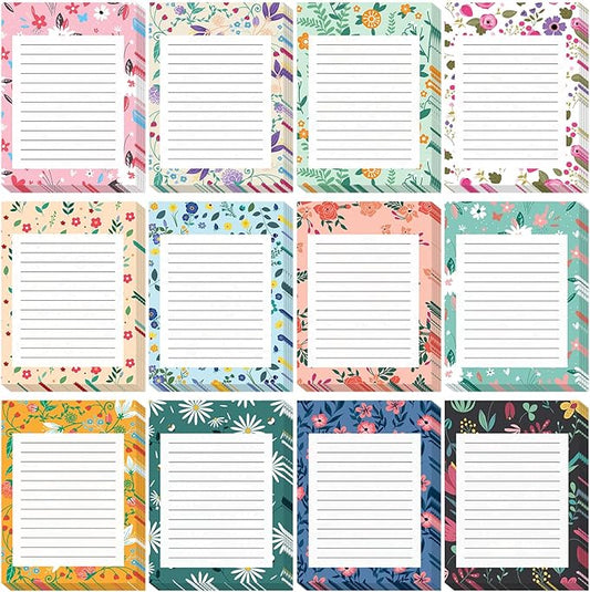 12 Pieces Flower Theme Sticky Notes Flower to Do List 3x4 Inch Floral Memo Pads for Floral Gift Adhesive Notepads for Office Home School Party Supplies Birthday Gift, 12 Styles