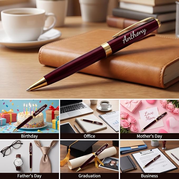 Ancolo Personalized Office Gift Pens Writing Set-Stainless Steel Fancy pens Custom with Your Name or Message, Perfect for Coworker/Friends/Manager/Lawyer/Professor 5PCS/Pack