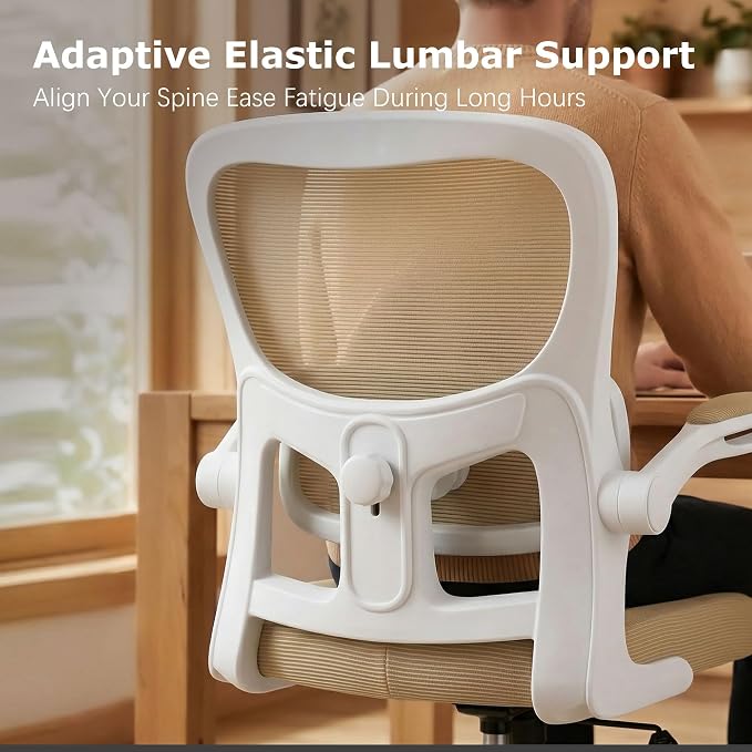 AreShark Office Chair Ergonomic Desk Chairs with Adjustable Lumbar Support, High Back Breathable Mesh Chair with Wheels& Flip-up Armrests,Rolling Swivel Comfy Task Computer Chair for Home Work Gaming