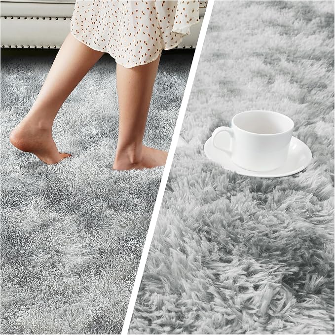 Small Rug Throw Rugs for Bedroom, Mini Area Rug, Fluffy Grey Carpet, Affordable Door Entryway Indoor Inside Front Entrance Dog 2x3 Mat, Home Decor Aesthetic(2 x 3, Light Grey Tie-Dyed)