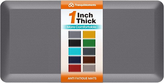 Kitchen Mats for Floor, 1 Inch Extra-Thick Kitchen Rugs, Non-Slip & Waterproof Standing Desk Mat, Comfort Anti Fatigue Mats for Kitchen Floor, Home, Sink, Office (20" X 32", Grey)