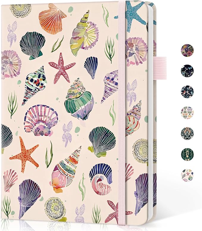 Taja Lined Journal Notebook for Women & Men, Hardcover Leather Journal for writing, A5 College Ruled Notebook for Work & Note Taking, Perfect for Office School Home Supplies, 160 Pages, Sea Shell