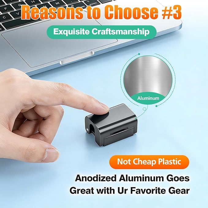 AGVEE 4 Pack Cord Organizer Clips Cable Management Holder, Aluminum | 10mm Ultra-Thin, 6X Powerful Magnetic Closure Snap Keeper for Home Desk Office Gadgets Accessories, Residue-Free Tape