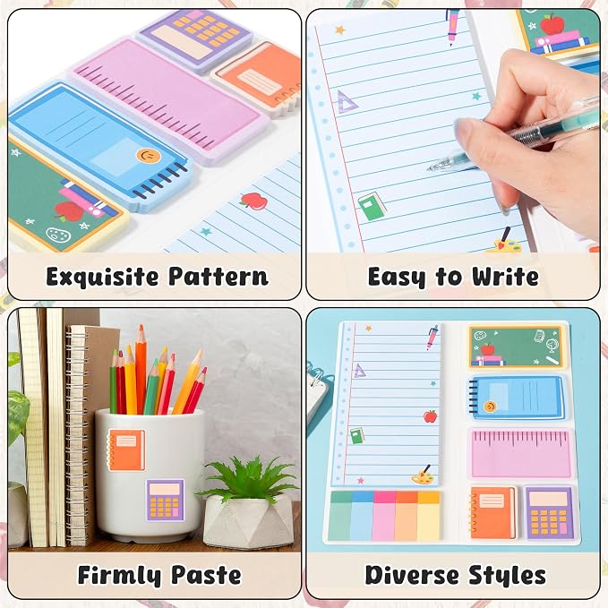 B1ykin Cute Sticky Notes Set - Thank You Teacher Self-Stick Notes Pad, 550 Sheets Writing Memo Pages Sticky Notepad for Teacher Appreciation Gifts, School Office Supplies (Composition Line Teacher)