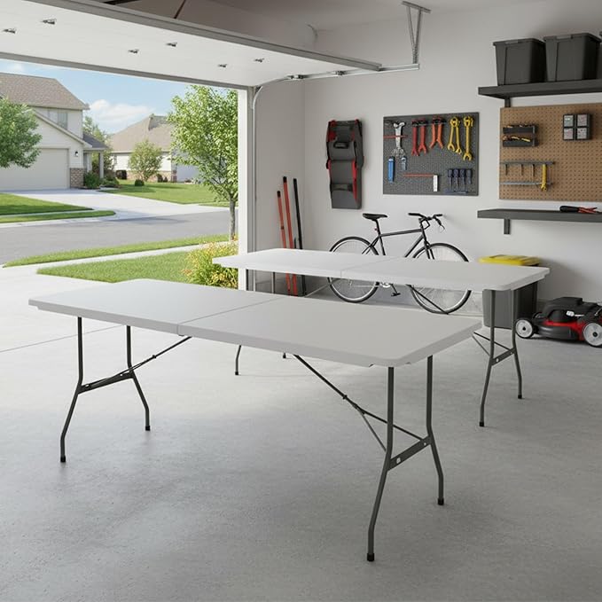 Lavish Home Portable Folding Tables - Lightweight Portable Folding Desk - 6-Foot-Long Indoor or Outdoor Utility Tables for Camping, Events, Dining, Crafts, or Banquets (Set of 2/White)