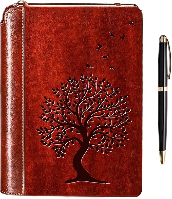 SETTINI® Tree of Life Journal Gift Set - Hardcover Vegan Leather, Unique Pen Holder, Lined, 192 Pages, A5 - Includes Pen for Writing and Travel - Birthday Gift, Journal for Women & Men