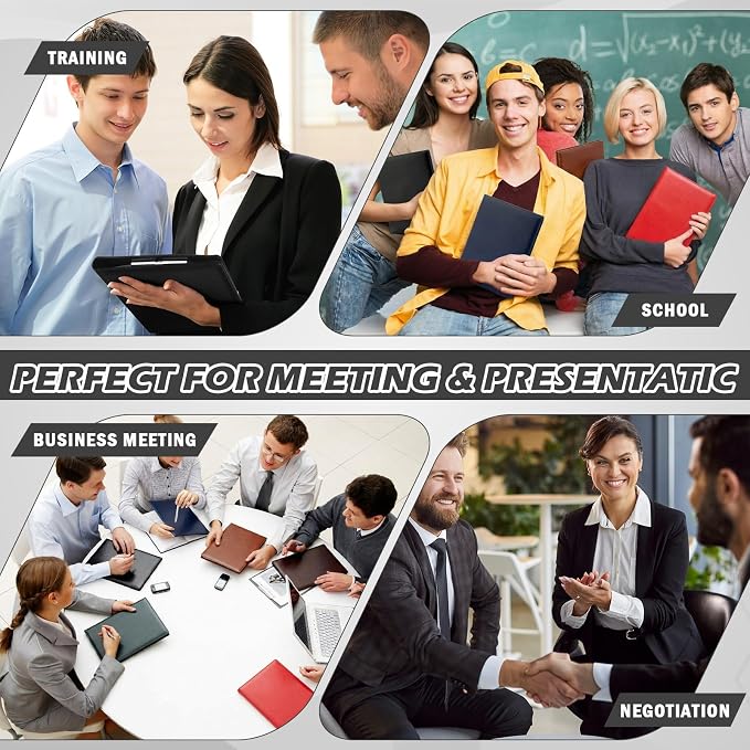 Fuyoooo 6 Pcs Bulk Professional Padfolio with Clipboard Leather Portfolio Folder Binder Legal Pad Holder for A4 Letter Size Notepad Resume Ideal Organizer for Business Office Conference (Multi Color)