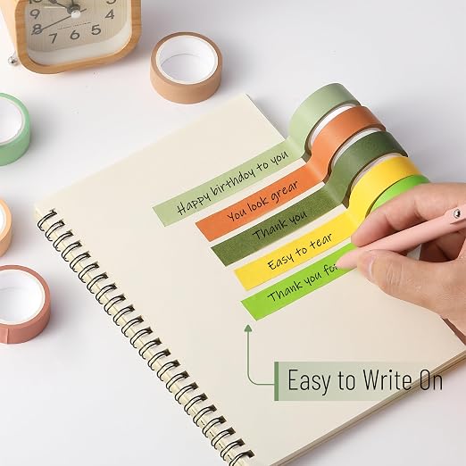 Mr. Pen- Washi Tape Set, 10 Rolls, 5.5 Yards/Roll, Washi Tape for Scrapbook | Arts, Crafts, Journals and Planners, Earthy Tones