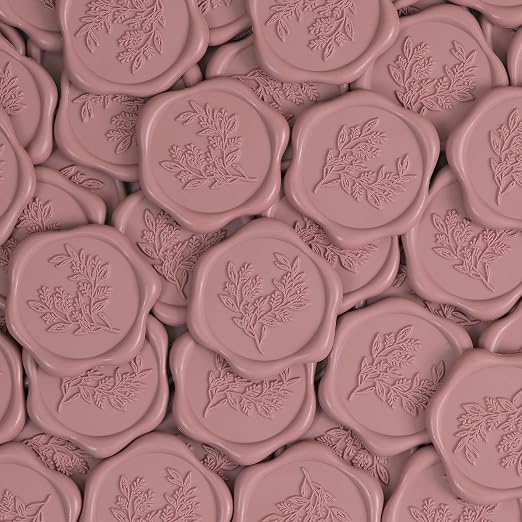 UNIQOOO Wax Seal Stickers - Dusty Mauve Eucalyptus Wedding Invitation Envelope Seal Stickers, 50 Pcs Self-Adhesive, Perfect for Invitation, Christmas, Gift Wrapping, Party