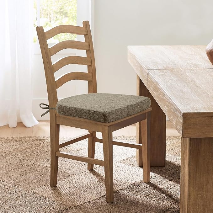 Chair Cushions for Dining Chairs, Non Slip Chair Pads with Ties and Washable Covers, Memory Foam Kitchen Chair Cushions Set of 4, 16"X16"X2.5", Khaki
