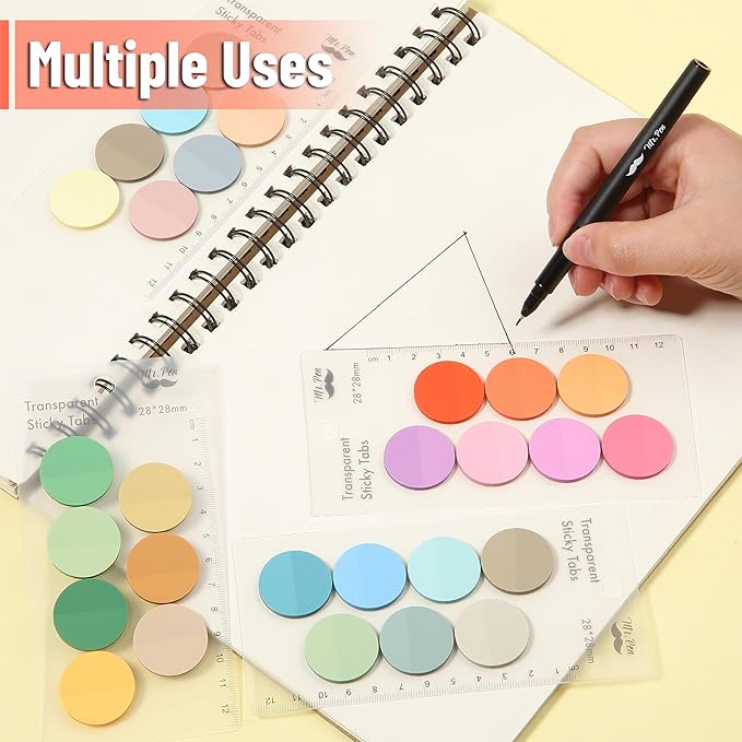 Mr. Pen- Transparent Sticky Note Set, 560Sheets, Colorful, Round Transparent Sticky Notes Set, Stocky Notes for Bible Journaling