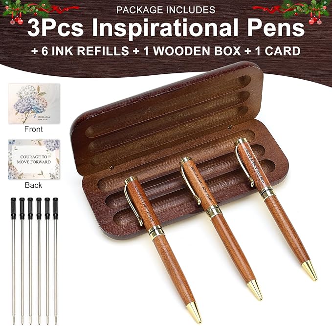 Renawe Farewell Gifts for Coworkers Leaving Job Goodbye Gift Wood Engraved Pen Set New Beginnings Gifts for Women Men Retirement Going Away Gift for Friends Moving Divorce Breakup Good Luck Pens