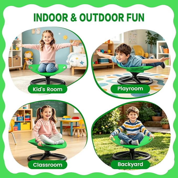 Spinning Chair for Autistic Kids Upgrade Handle Sensory Spinning Chair, 360° Silent Swivel Chair for Kids, Sensory Chair for ADHD Kids for Home & Classroom