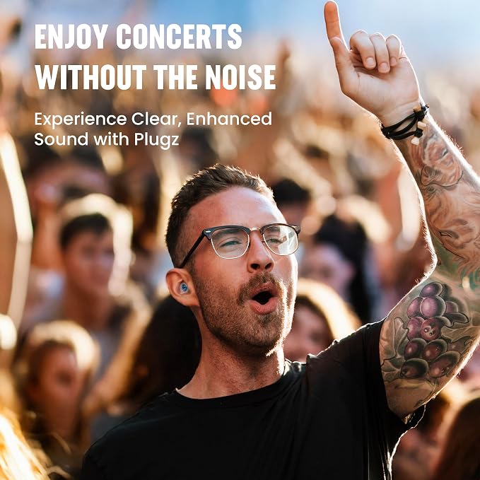Plugz Red Lightweight Ear Plugs Noise Cancelling - Invisible, Easy to Wear Music Ear Plugs, All-Day Comfort for Up to 23dB Noise Reduction, One Pair Clear Earplugs in Sleek Portable Case