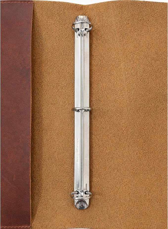 Premium Leather 3-Ring Binder Portfolio, 8.5x11 Inch Letter Size Organizer Folder, Refillable 3-Hole Paper BusinessBinder, Resume Folio for Men and Women (Tan)
