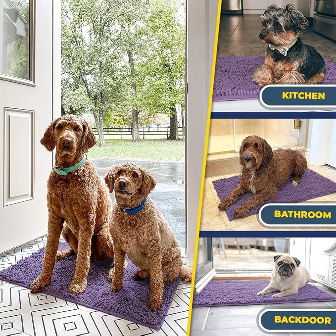 Muddy Mat® | Super Absorbent Door Mat Indoor, Microfiber Quick Dry Chenille Entryway Rug, Non-Slip Front Door Mat, Indoor Mats for Entryway, Machine Washable Pet Rug, Lavender 16" x 24"