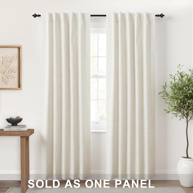 KOUFALL Closet Curtain for Open Closet Privacy, Linen Blackout Insulated Door Curtain for Doorways Bedroom, Alternative to Accordion Door 80 Inch Long, Cream Beige