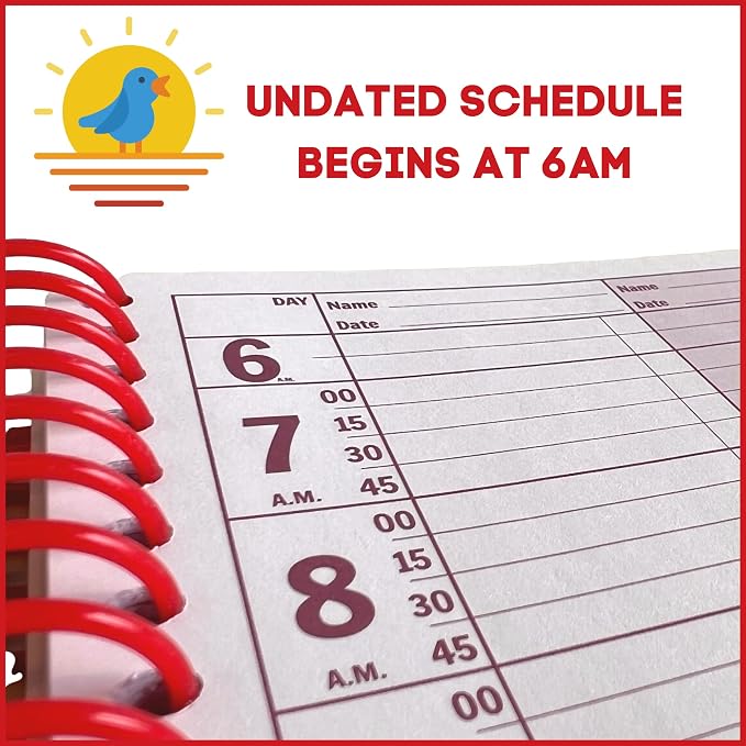 Portage Business Appointment Book and Daily Planner – Undated Appointment Book, Hourly Planner in 15 Minute Intervals, Durable With Extra Thick Cover, Spiral Bound With Rounded Pages – 41 x 35
