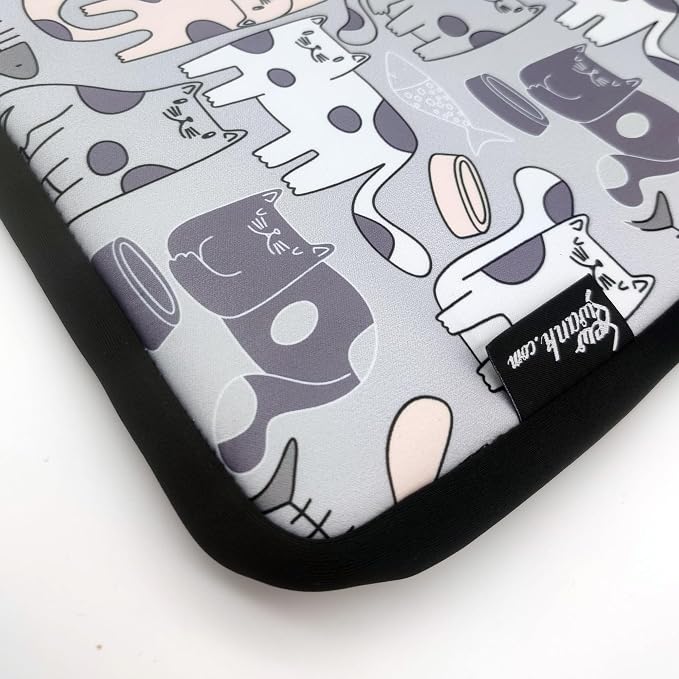 13-15 Inch Gray Cats Print Laptop Sleeve Case/Water-Resistant Neoprene Notebook Computer Pocket Tablet Briefcase Carrying Bag/Pouch Skin Cover for HP/Dell/Lenovo/Asus/Acer/Apple