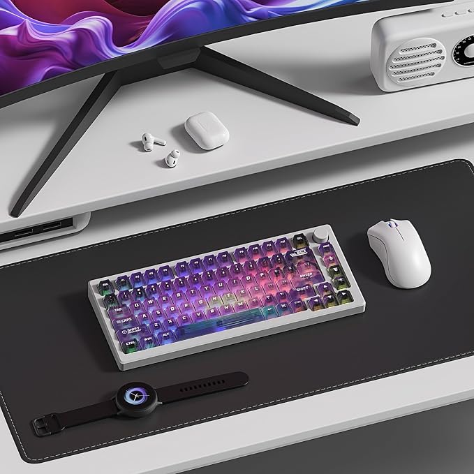 Retro Anime PC Keycaps - Cherry Profile Shine Through Keycaps, Custom Keyboard Key caps 60 65 75 100 Percent, 115 Keys Set for Cherry Gateron MX Switches Keyboards (Transparent Purple)