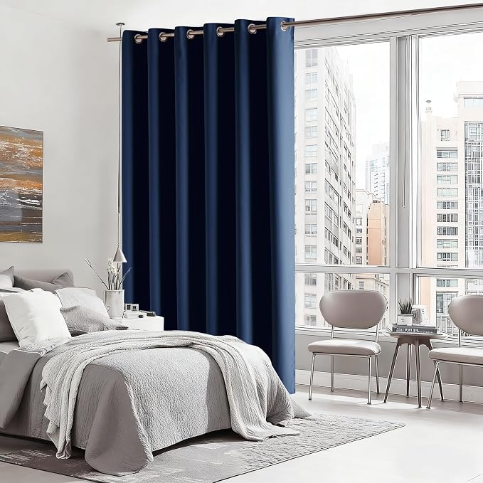 RYB HOME Blackout Thermal Insulated Curtains, Portable Curtain for Sliding Glass Door/Storage/Space Room Divider, Large Window Treatment Room Divider Panel, W80 x L84, Navy Blue, 1 Panel