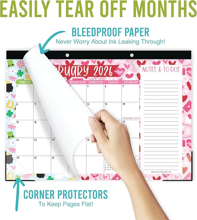 Hadley Designs Large Teacher Desk Calendar 2026-2027 - Desktop Calendar 2026, 18-Month Desk Calendars for Home, Office & Classroom, Cute Classroom Must Haves, Back to School Teacher Gifts
