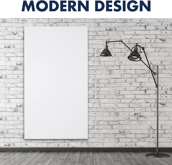 Quartet Whiteboard, Magnetic Dry Erase White Board, Glass 42" x 74" Vertical-Only, Frameless, InvisaMount, White (Q014274IMW)