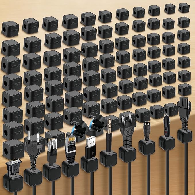 Magnetic Cable Clips 80 Pack Cord Organizer Holder - Adjustable Cord Holder Management, Spring Cable Holder Clips for Home Office,Desk,Phone,Wall,Desktop,Nightstand,Appliance