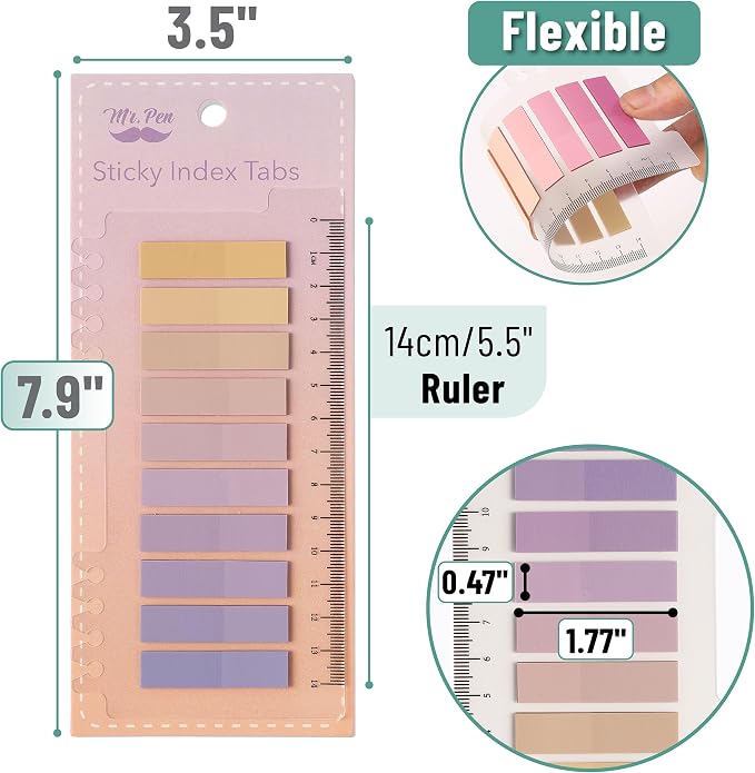 Mr. Pen- Colorful Sticky Tabs, 16 Sets, 3200 pcs, Translucent Page Markers | Water-Resistant Book Tabs for Annotating, Bible Study, Planning, Indexing & Document Organization, Pastel