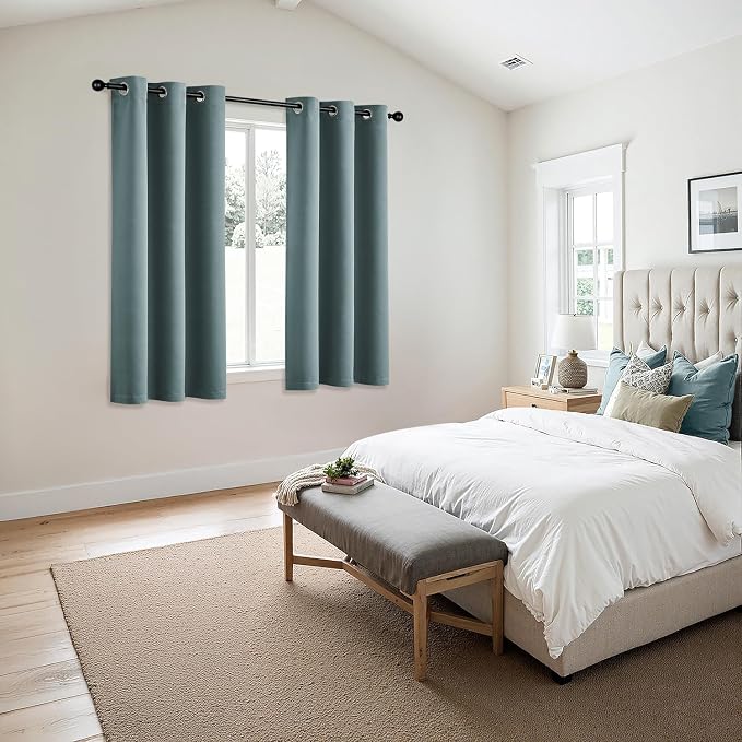 MIULEE Blackout Curtains for Bedroom Living Room 2 Panels, Thermal Insulated Room Darkening Drapes Grommet Noise Reducing Light Blocking Window Treatments 54 Inches Long 40x54 Inch Dusty Blue