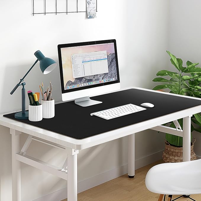 Vyaaa 40”x24“ PU Leather Desk Mat, Large Office Desk pad, Waterproof Desk Pad Protector, Computer Mouse Pad Suitable for Home or Office Desks (Black)
