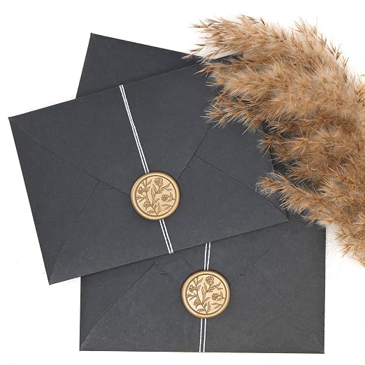 UNIQOOO Wax Seal Stickers - 3D Floral Wedding Invitation Envelope Seal Sticker, 50 Pcs Self- Adhesive Prosecco Metallic Light Gold Flower Stickers, Perfect for Invitation, Christmas, Gift Wrapping