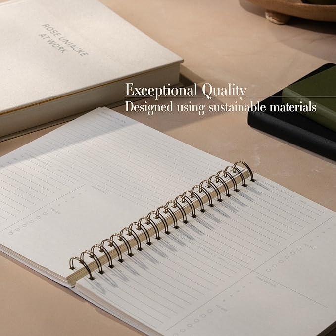 Anecdote Planner 2026 (8.5" x 10") Daily Planner Weekly Monthly Planner - 52 Weeks w/Library Buckram Cover, Brass Spiral - A4 Size Bleed-Resistant Paper – Olive Green