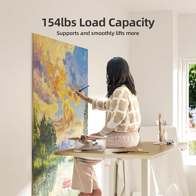 INNOVAR Electric Standing Desk, Adjustable Height Stand up Desks, 55 x 24 Inches Sit Stand up Desk for Home Office Computing, 3-Preset Memory Height Ergonomic Rising Desks, Nature