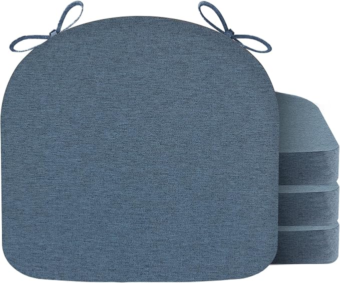 Nordjager Chair Cushions for Dining Chairs, 4 Pack Memory Foam Cushion | 2.5" Thick Chair Cushion; Waterproo Surface with 17" x 16" Size for Kitchen & Dining Chairs, Secure Ties and Washable Cover.