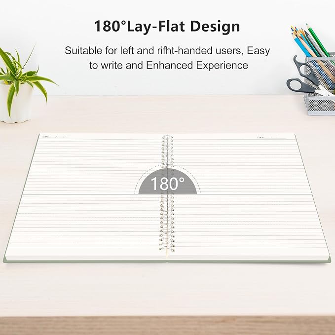 RETTACY Spiral College Ruled Notebook, 300 Pages, A5 Medium Size (5.7" x 8.2"), for School, Work, Writing, Journaling, 100 GSM Thick Paper, Flexible Plastic Cover (Transparent)