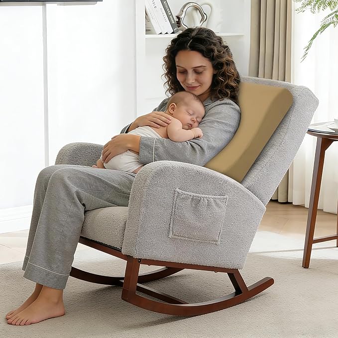 2-in-1 Neck Pillow Lumbar Support Pillow for Recliner Couch & Nursery Glider Chairs- High-Resilient Foam Cushion Ergonomic Back Support for Comfort in Rocking, Feeding, Nursing Brown L