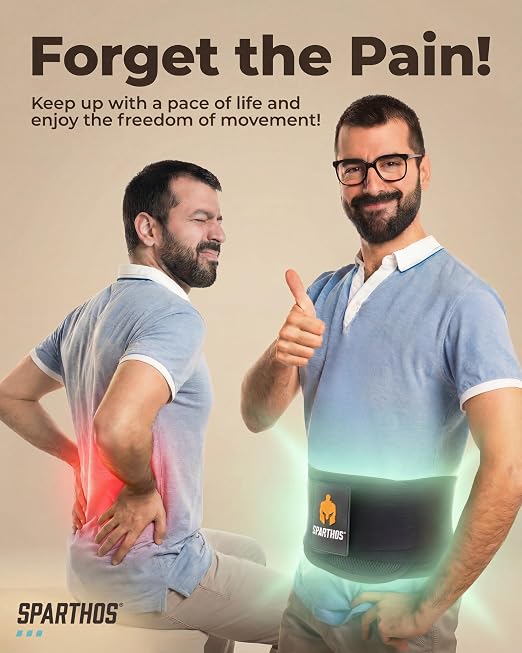 Sparthos Back Brace for Women & Men, Sciatica, Lower Back Pain - Black-LG