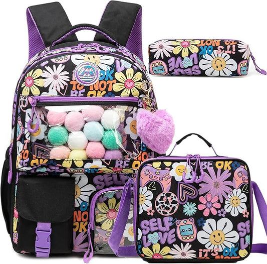 Cute Backpack for Girls Aesthetic Backpack School Backpack for Girls Backpack with Lunch Box Back to School Supplies